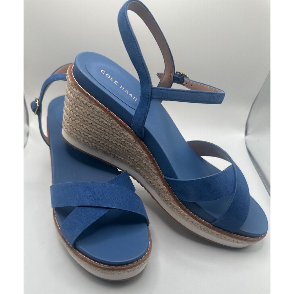 Cole Haan Silvee Espadrille Wedge Sandal, NIB,‎ Size 10, Blue Suede - Picture 2 of 11